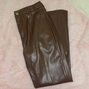 Brown leather pants